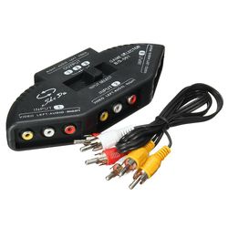3-vejs audio video Av Rca Switch Box Composite Selector Splitter med Ft kabler