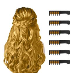 AIR Ny Hair Chalk Comb Midlertidig Bright Hair Color Dye for Piger Kids Alder 4-10 (Guld)