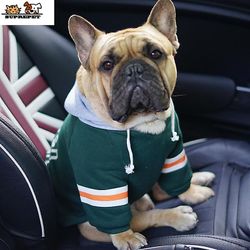 Suprepet Pet Hund Hund Grandy Hættetrøje til fransk bulldog cute fransk bulldog tøj hund hættetrøje hvalp tøj til lille hund grøn XS