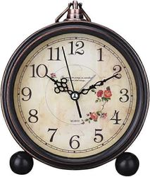 vintage retro pöytäkello metalli kulta hiljainen pöytäkello ei tikittävä koristeellinen vaippa kello maalaistalo tyyli pöytäkello (1kpl, tummanruskea)