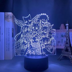 Xcy Manga keiju häntä ryhmä yövalo led kosketusanturi yövalo lastenhuoneen sisustukseen lasten lahjapöytä 3D-lamppu anime keiju häntä