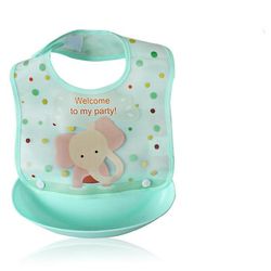Baby Tegneserie Bib aftagelig vandtæt frokost fodring hagesmæk elephant