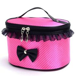 Besser Lady Bow Rejser Zip Kosmetisk Taske Polka Prik Makeup Bag Rose rød