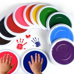 4farver Hånd Inkpad Fingeraftryk Baby Håndaftryk Fodaftryk Babypleje Lufttørring Blødt leraftrykssæt Støbning Forælder-barn-20
