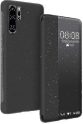 Sak For Huawei P30 Pro. Ekte Business Smart Flip Cover Auto Sleepwake Opp Full Beskyttende Støtsikkert Skinn P30 Pro Cover-svart