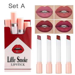 4kpl huulipunasetti Ciggerate Lip Stick Kit Pitkäkestoinen punainen huulipuna Lana Del Rey Lipstic Pack Naisten kosmetiikka Meikki Xinda A