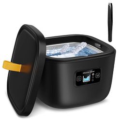 Ultraäänipuhdistin pidikkeelle, hammasproteesille, suusuojalle, hammasharjalle, 43KHz 255ML ultraäänipidike musta EU-pistoke