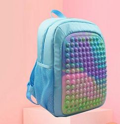 Pop School -reppu Suurikapasiteettinen Kevyt kirjalaukku Koululaukku Reppu koulutarvikkeille Takaisin -sininen