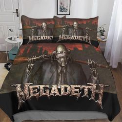Kerota 3kpl Megadeth pussilakana 3D-tulostettu tyynyliina vuodevaatteet, vetoketju suljettu mikrokuituinen kallo vuodevaatteet setti aikuisille ja ...