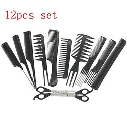 12 stykker af mænds Haircut Tools Comb Brush Sæt Barbering Frisør klud