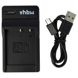 vhbw USB-laturi yhteensopiva Casio NP-110:n kanssa, NP-130 kameran videokamera/akku - latausteline, latauksen merkkivalo, 4,2 V Musta