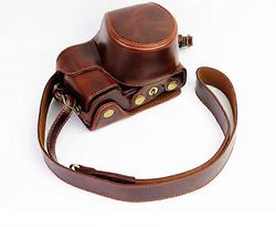 PU-nahkakotelo Kameralaukku Sony A6000 ILCE-6100 A6100 A6400 A6300 ILCE-6400 suojaava kansipussi akun avaamisella kahvi