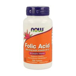 Now! Folic acid 800mcg + vitamin B12 25mcg 250 tablets