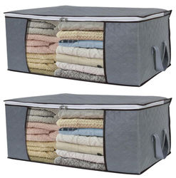 Förvaringsväska för lakan, täcken, kläder 60x43x35 cm Grå 2-pack