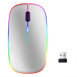 Trådløs mus med RGB LED dual mode Bluetooth/Wifi Silver