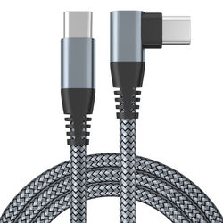 USB C-kabel med vinklet kontakt 60 W hurtiglader Grey 3 m