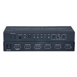 HDMI-bryter 5x, 4K@60Hz med ARC-lydekstrakter HDMI 2.0 HDR og fjernkontroll Black