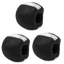 Kjevetrener i sort silikon for ansiktsmuskler 3 Pack