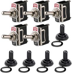 2-växlad vippströmbrytare med vattentätt lock (5-pack) Black