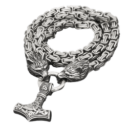 Vikingsmykker Thors hammer med lærhalskjede Sølv 90 cm