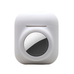 2 i 1 Airpods och Airtag Fodral i Silikon White
