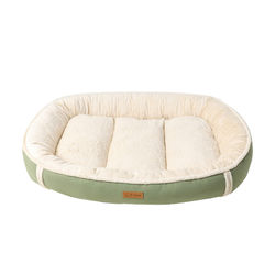 Semsket flannell Nest Hundeseng Kjæledyrseng Mat grass color XL