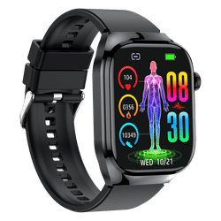 Smart ur med EKG, puls, blodtryk, søvn, skridttæller Black