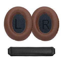 Öronkuddar och kudde för huvudbåge till Bose QC15 QC25 QC35 hörlurar Coffee+Black