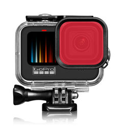 Lilla dykkerfilter med vanntett etui til GoPro 9/10/11/12 Red