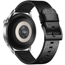 Äkta läderarmband 20mm för Huawei & Samsung Smartwatches Black 22 mm