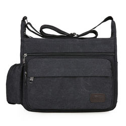 Canvas Rejse Tote Bag med Flere Lommer Black