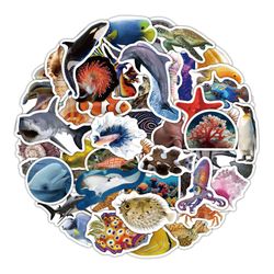 Eläintarrapakkaus - Söpöjä ja vedenpitäviä tarroja lapsille ja aikuisille ocean life
