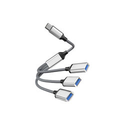 Type-C til 3-porters USB-hub-splitteradapter Silver