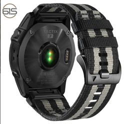 Hurtigutløser nylon klokkereim for Garmin Fenix 5X 6X 7X Tactix 7 Pro Black + light gray 22 mm
