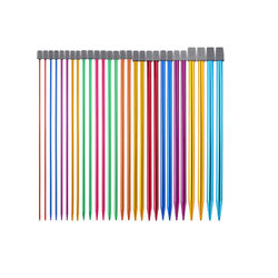 Sett med 14 par fargerike strikkepinner, 35 cm