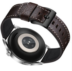Rem i ekte lær til Samsung Galaxy Watch 4 Coffee+Black 22 mm