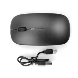 Trådløs mus - 2,4G + Bluetooth, dobbel modus, opplyst, svart