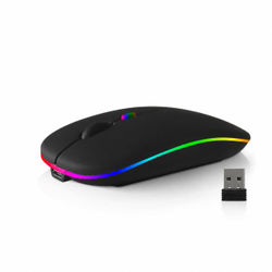 Trådløs mus - 2,4G + Bluetooth, dobbel modus, opplyst, svart