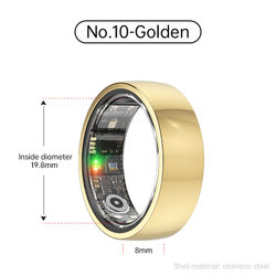 Smart Ring R1000 – Søvnmonitor, Bluetooth 5.0, Blood Oxygen Monitor Gold 10