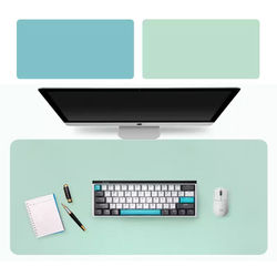 Dobbeltsidig skrivebordsmatte, grønn og blå, PU-lær L