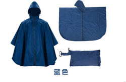 Vedenpitävä retkisadeponcho hupulla, kevyt sadetakki ulkoiluun Blue