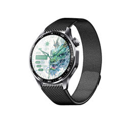 Smartwatch med EKG, pulsmåler, blodtryksmåler og skridttæller Black Milanese strap