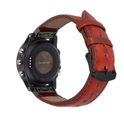 Urrem i ægte læder til Garmin Fenix 7S/6S/5S - Quick Release Brown 22 mm
