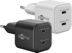 USB-C™ PD GaN dobbelt hurtigoplader Nano (35 W) sort