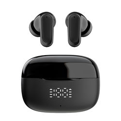 SP18 Sorte Bluetooth-øretelefoner: Trådløs 5.3, Lang batteritid