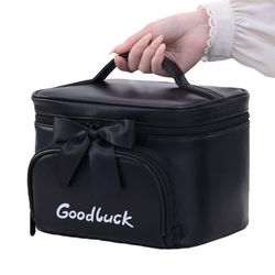 Chic Bow kosmetik- og toilet taske - Bærbar og stilfuld Black