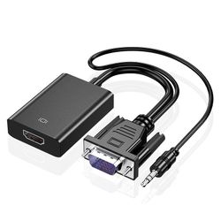 VGA-HDMI-muunnin – Perusmalli tietokoneen näytön liitäntään, 1080P, ääni ja virransyöttö