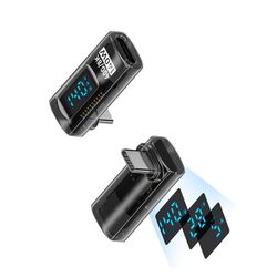 240W USB-C Hona till USB-C Hane Adapter med Digital Display, Stående Böjd Design, Transparent Svart (2-pack)