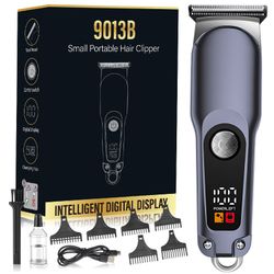 Mini Bærbar Hårklipper, Oliehoved Digital Display Elektrisk Hårtrimmer til Mænd, Præcis Trimning og Styling Blue