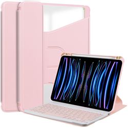 360° Roterende Stand Bluetooth Tastatur Etui Kompatibelt med iPad 11 (A16) 2025 / iPad 10. generation 10.9'' 2022 - Pink